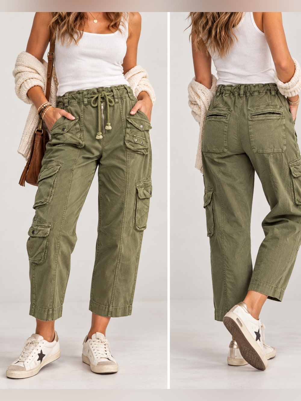 Free People We The Free Tahiti Cargo Pants – Olive Green – Medium